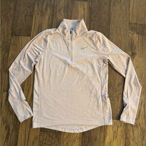 Nike Women's Pale Pink Quarter-Zip Long Sleeve Top